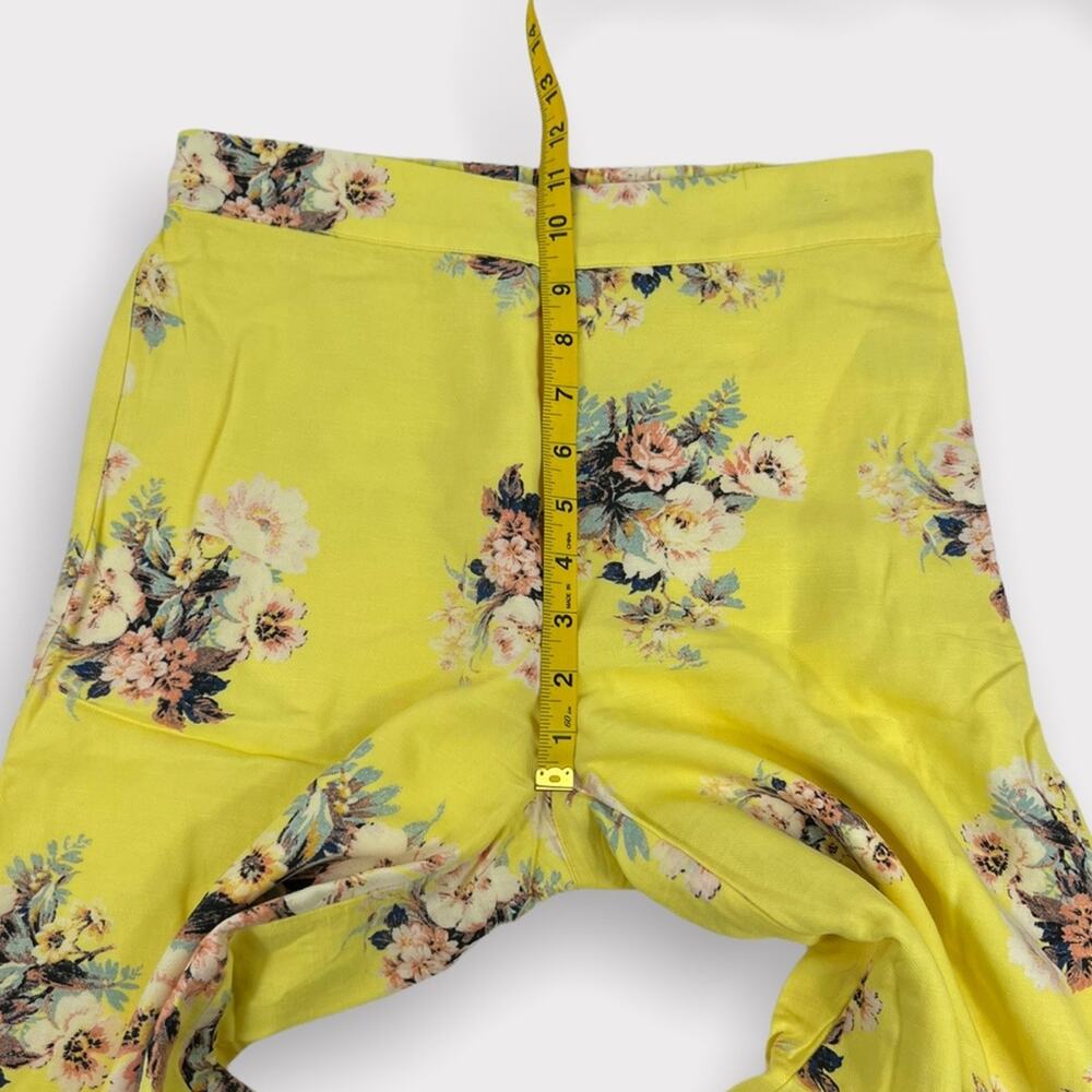 Feather Bone Talese Yellow Floral Wide Leg Pants Size 2 - Picture 8 of 9